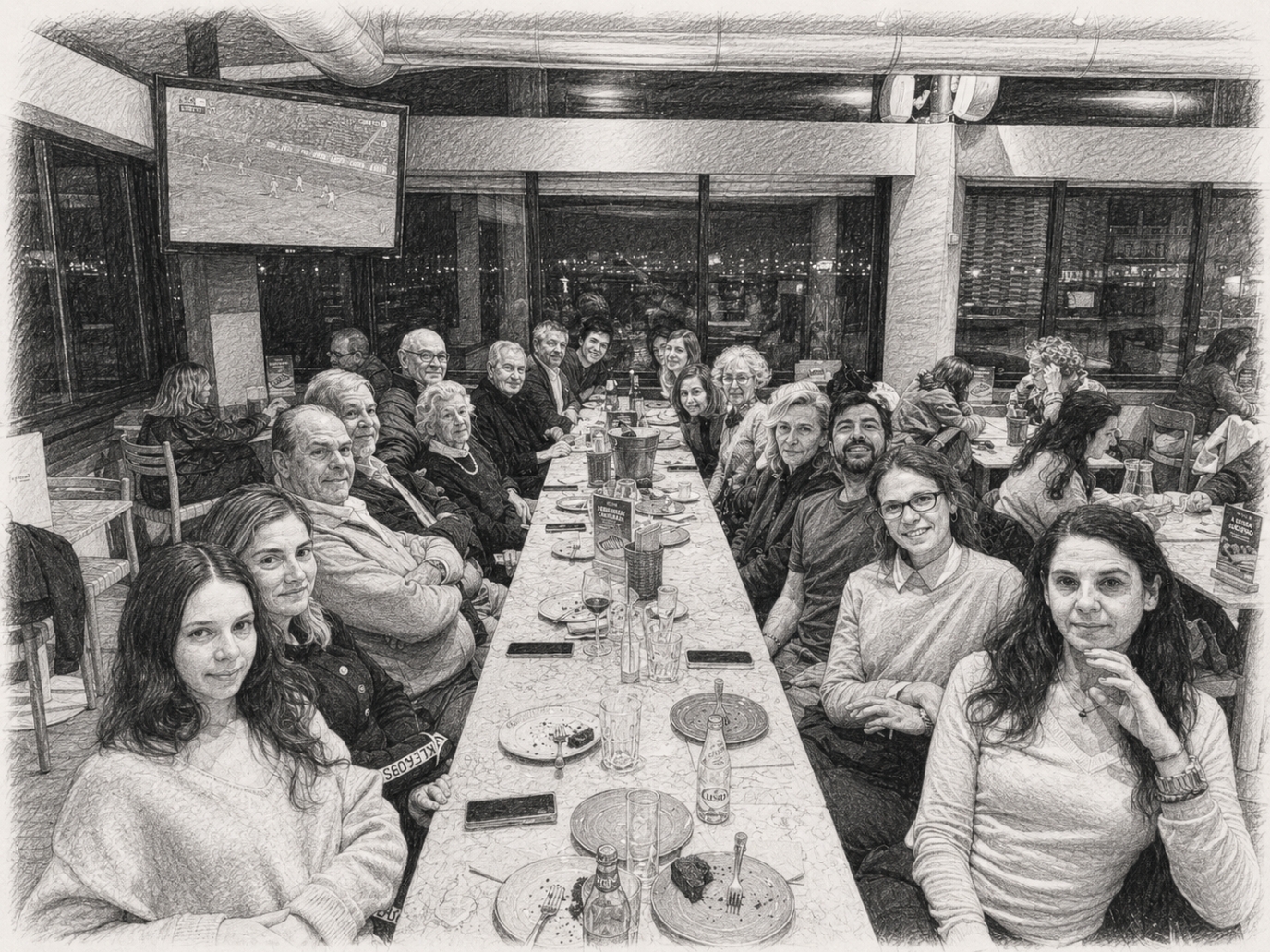 More family and friends of Alice gathered at dinner